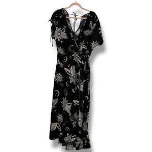 NWT Band of the Free Black Celestial Boho Wrap Maxi Dress Women's Size Large